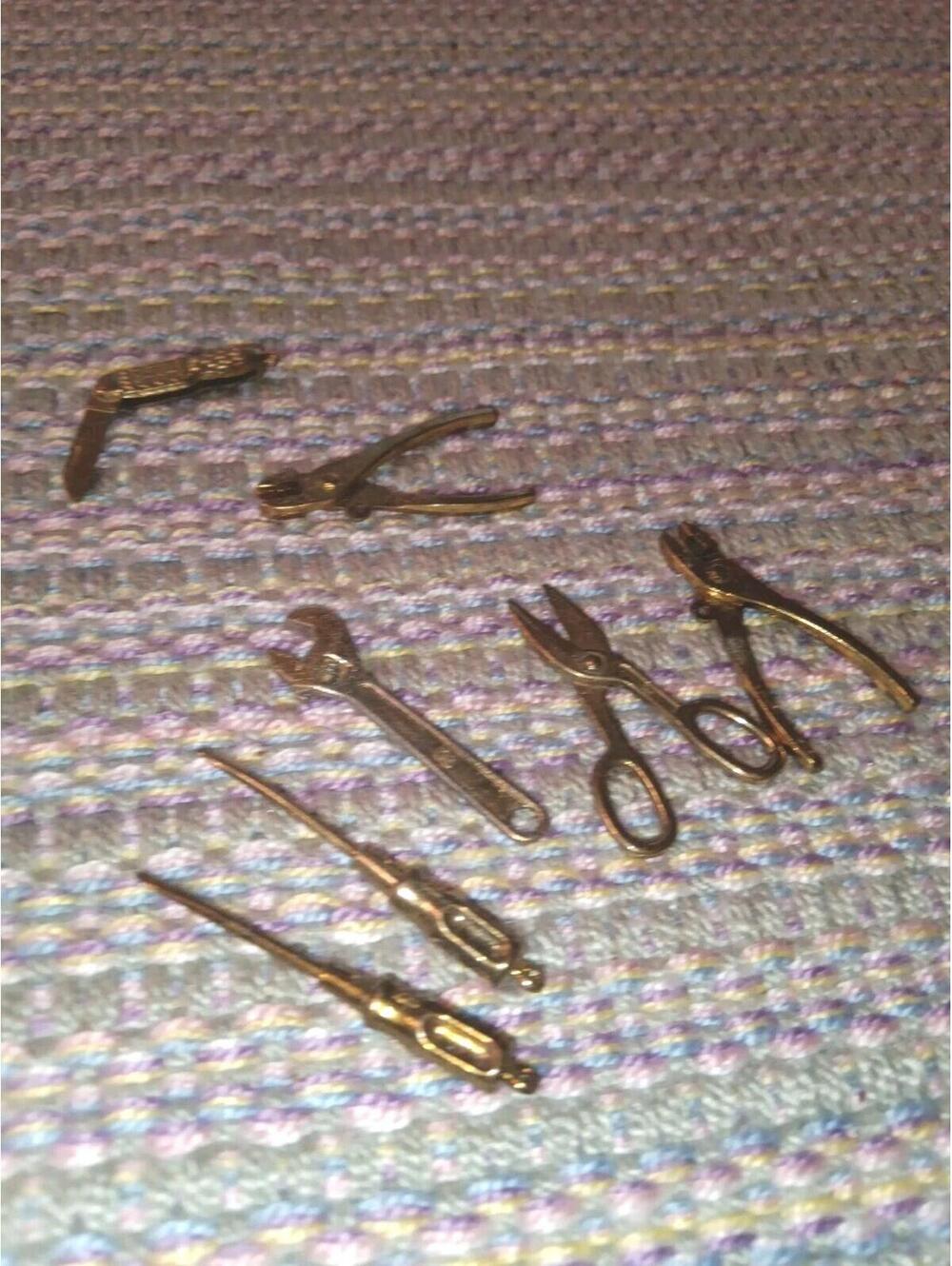 7 Vintage Intercast Miniature Yools, often used As dollhouse accessories